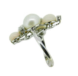 18k White Gold Italian Coral Pearl Diamond Ring (#J4699)