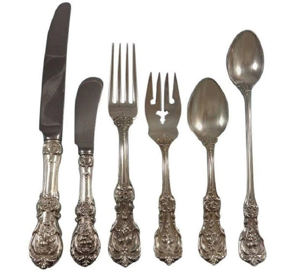 Francis I Reed & Barton Sterling Silver Flatware 8 Set 54 Pieces New Script Mks
