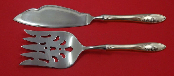 Sculptured Rose by Towle Sterling Silver Fish Serving Set 2 Piece Custom HHWS