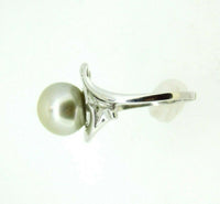 14k White Gold Grey Tahitian Pearl and Diamond Ring (#J5040)