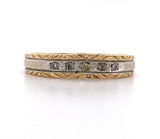10k Hand Carved Genuine Natural Diamond Wedding Band Ring Size 6.75 (#J5898)
