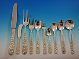 Repousse by Kirk Sterling Silver Flatware Set for 12 Service 134 Pieces Dinner