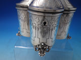 Austrian Sterling Silver Tea Caddy Brite Cut Eagle Finial c.1890 Vintage (#5982)
