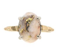 10k Yellow Gold 2.69 Carat Genuine Natural Gold Vein Quartz Ring Size 8 (#J6940)