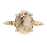 10k Yellow Gold 2.69 Carat Genuine Natural Gold Vein Quartz Ring Size 8 (#J6940)