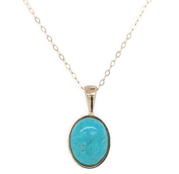 14k Yellow Gold Kingman Genuine Natural Turquoise Pendant 2.07 Carats (#J7257)