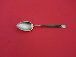 Norwegian Silver by Marius Hammer Coffee Spoon w/ green & white enamel 4 1/2"