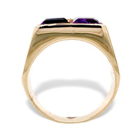 14k Yellow Gold Men's Modern Genuine Natural Amethyst Ring Size 7 (#J7304)