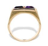 14k Yellow Gold Men's Modern Genuine Natural Amethyst Ring Size 7 (#J7304)