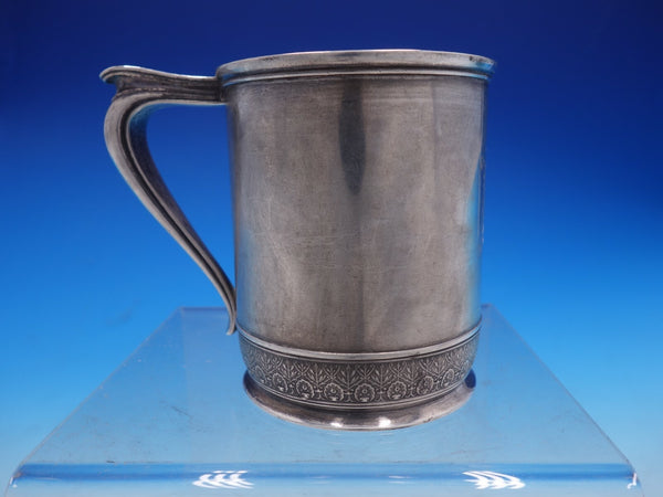 1870s Vintage English Silver Baby Cup with Tulip and Foliage Border (#4228)