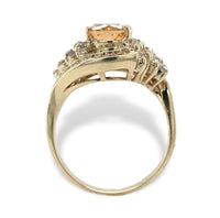 14k Yellow Gold 2.95 Carat Precious Genuine Natural Topaz Diamond Ring (#7112)