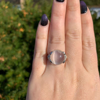 18k White Gold Large 8.68 Carat Genuine Natural Moonstone Diamond Ring (#J7008)
