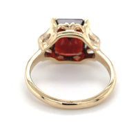 10k Yellow Gold 3.86 Carat Emerald Cut Genuine Natural Garnet Ring (#J6554)