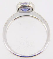 14k White Gold .87ct Purple Genuine Natural Sapphire and Diamond Ring (#J4005)