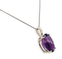 14k White Gold 12.52 Carat Oval Cut Genuine Natural Amethyst Pendant (#J7190)