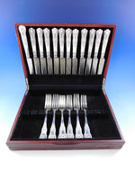 Queens by Henri Bros & Co Sterling Silver Set Dinner Knives and Forks 24 pieces