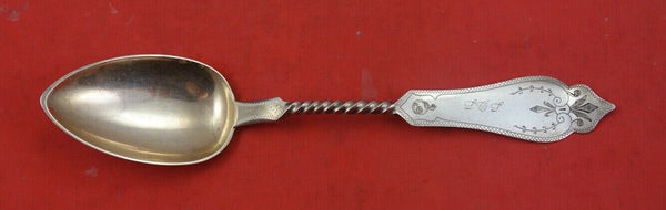 Duhme Brite Cut Sterling Silver Serving Spoon rose gold twisted handle 8 3/4"