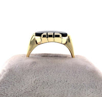 14k Yellow Gold Men's Genuine Natural Black Onyx Ring Jewelry (#J5687)