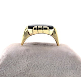 14k Yellow Gold Men's Genuine Natural Black Onyx Ring Jewelry (#J5687)