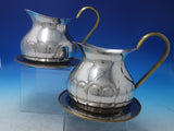 Argentinian Stainless Pair of Water Pitchers with Brass Handle c. 1960 (#5976)
