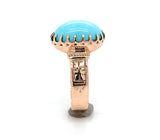 9k Rose Gold Victorian 4.28 Carat Genuine Natural Turquoise Ring (#J6329)