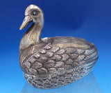 Tane Mexican Sterling Silver Candy Dish Covered Duck Shape Turquoise Eyes #8469