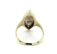 14k White/Yellow Gold Hand Engraved Filigree Genuine Natural Diamond Ring #J5350