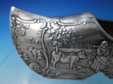 Dutch .830 Silver Ashtray Wooden Shoe Form Pastoral Scenes Cow Sheep (#6074)