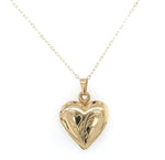 14k Yellow Gold Heart Locket Pendant with Engraved Hearts Jewelry (#J6229)