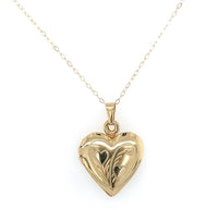 14k Yellow Gold Heart Locket Pendant with Engraved Hearts Jewelry (#J6229)