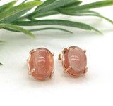 14k Rose Gold Stud Earrings w/ 7.72 Carats TW Genuine Natural Sunstones (#J7538)
