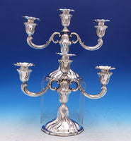 German .835 Silver Candelabra Pair 3-Light 12" x 9 5/8" Weighted (#8110)