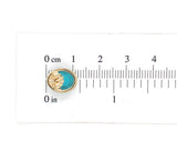 14k Yellow Gold Genuine Natural Kingman Turquoise Stud Earrings 4.77cttw #J6704