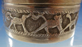 India .800 Silver Box Round with Circling Elephants and Other Animals (#2440)