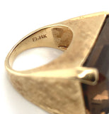 14k Gold Mid Century Modern Genuine Natural Smoky Quartz Ring Size 4.5 (#J6609)