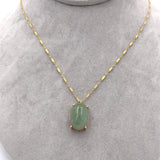 14k Yellow Gold Jadeite Jade Pendant with Bar Link Chain Jewelry (#J6223)