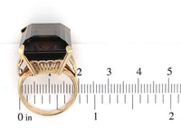 14k Gold Ring with Large Emerald Cut Genuine Natural Smoky Quartz (#J6608)