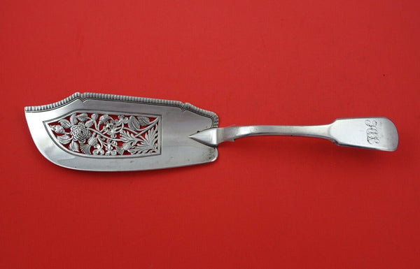 English Georgian Sterling Fish Server London 1825 pierced chased blade 12"