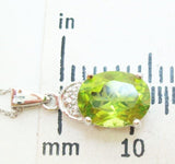 14k Gold Oval Genuine Natural Peridot Pendant with Diamonds (#J2349)