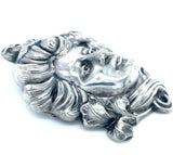 Art Nouveau Large Sterling Pin Woman with Iris (#J4944)