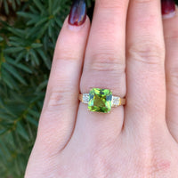 10k Yellow Gold 2.79ct Genuine Natural Peridot and Diamond Ring (#J6409)