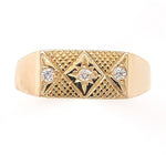 14k Gold Men's Genuine Natural Diamond Ring Hand Engraved Size 10. 75 (#J6537)