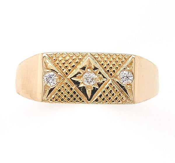 14k Gold Men's Genuine Natural Diamond Ring Hand Engraved Size 10. 75 (#J6537)
