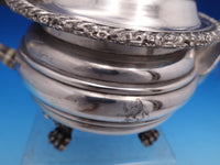 Gadroon by Unknown Silverplate Tea Pot w/ Chrysanthemum Finial Lion Feet (#8296)