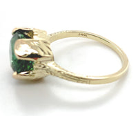 14k Yellow Gold 2.94 Carat Green Genuine Natural Tourmaline Ring 5.25 (#J6925)