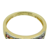 14k Yellow Gold Genuine Natural Rainbow Sapphire and Diamond Ring Band (#J4630)