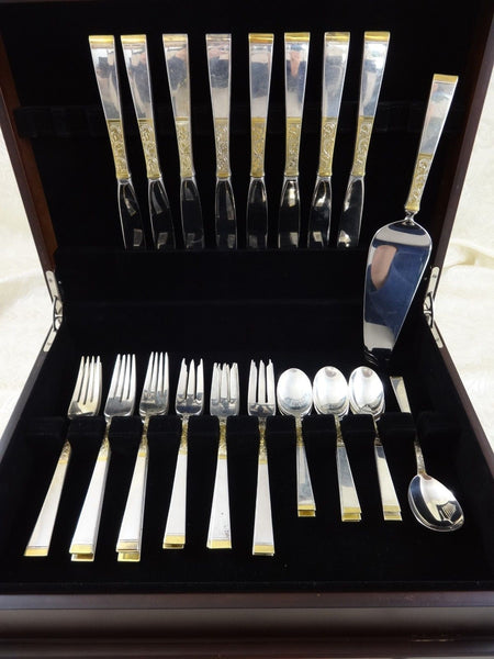 Golden Scroll by Gorham Sterling Silver Flatware Set for 8 Service 34 Pieces