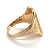 10k Yellow and White Gold Men's Ring with Crest Hand Engraved Size 9.75 (#J6353)