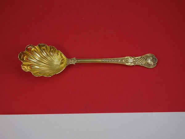 Coburg by English Sterling Silver Berry Spoon Vermeil Shell Bowl London 1902