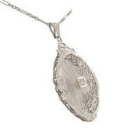 14k Gold Genuine Rock Crystal Quartz Diamond Pendant w/ Filigree Overlay #J6656